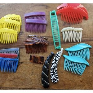 Vintage 1980s lot of 19 Hair Accessories Side Clips Banana Clips